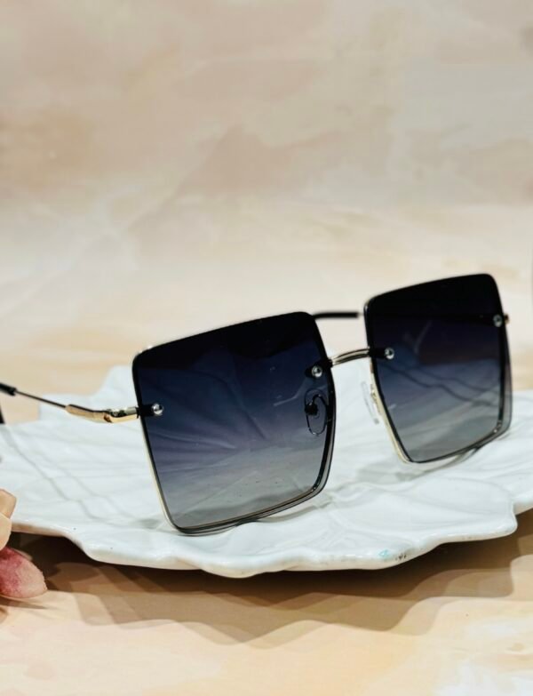 Square, black and golden, stylish, trendy, big sunglasses