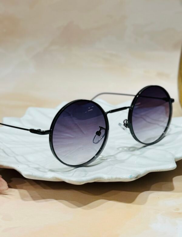 Round, purple lens, light weight luxury sunglasses