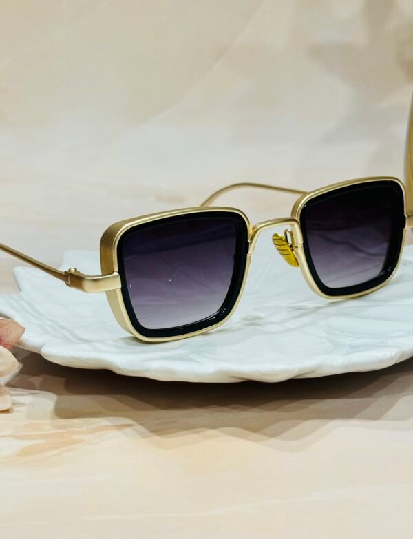 Matte, golden frame, classic, square, wayfarer sunglass