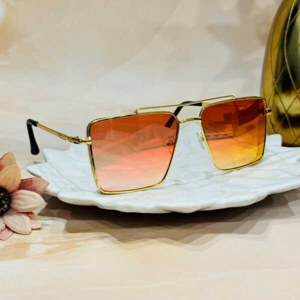 Orange and golden, reactangle,  classic, trendy, reflective aviators
