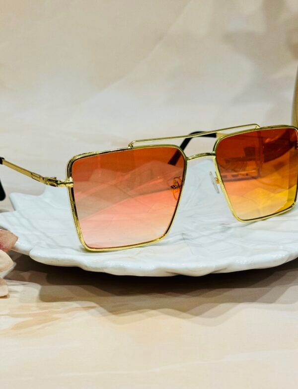 Orange and golden, reactangle,  classic, trendy, reflective aviators