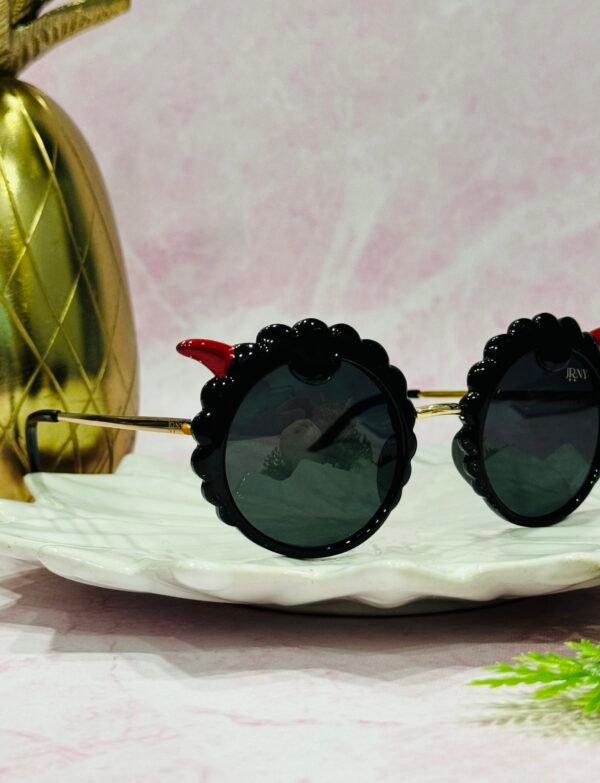 Round, black, funky, kids sunglasses