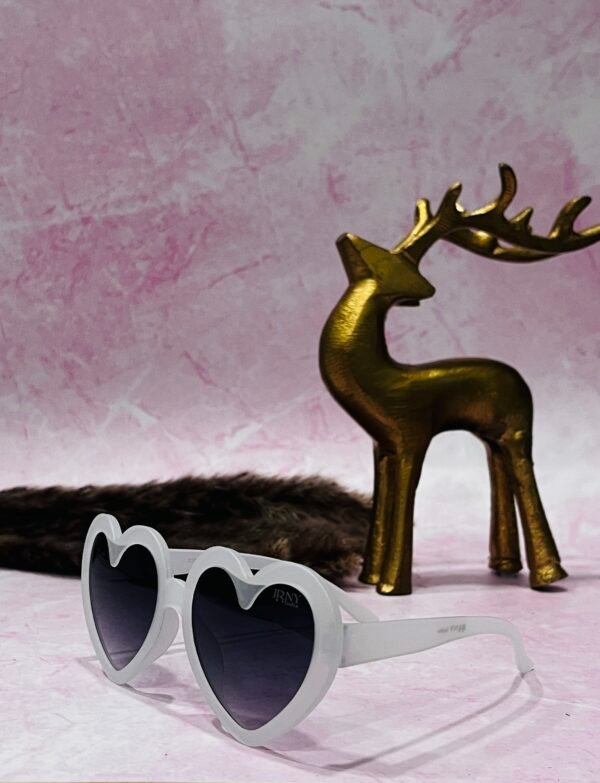 Heart-shaped, white frame, light weight sunglasses