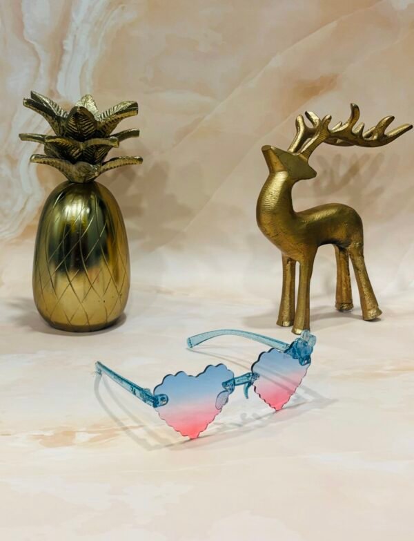 Heart-shaped, crystal finish, blue-pink, light weight sunglasses