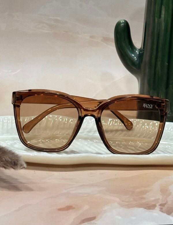 Brown, translucent, oversized, trendy, funky sunglasses