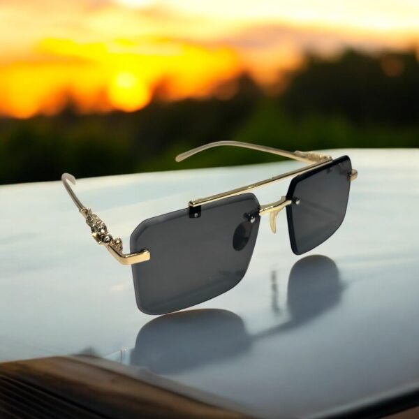 Square, frameless, black, Karan Aujla inspired sunglasses