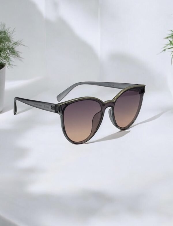 Grey, gradient pink lens, cateye sunglasses