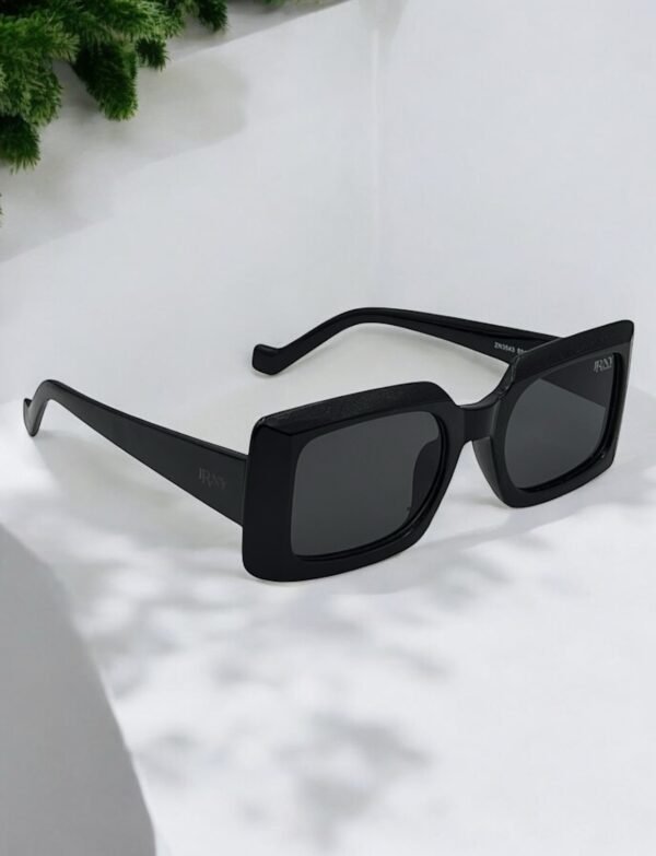 Black, bold frame, rectangular, big sunglasses