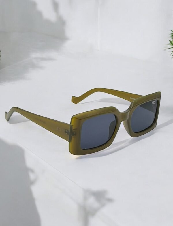 Green, bold frame, rectangular, big sunglasses