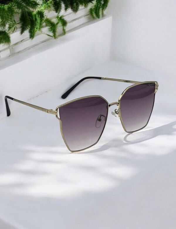Purple lens, sleek metal frame, cateye sunglasses