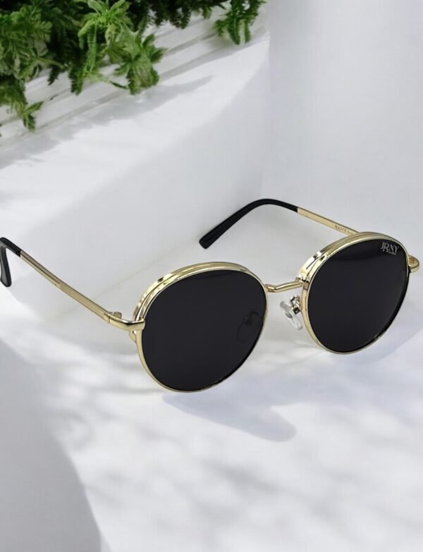 Round, black lens, luxury sunglasses