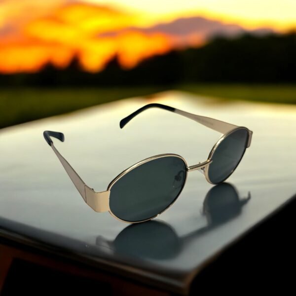 Oval, green lens, golden frame, Celine insipred sunglasses