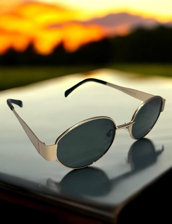 Oval, green lens, golden frame, Celine insipred sunglasses