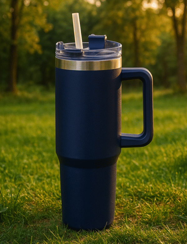 Stanley Inspired Blue Tumbler With Handle plus 2 Types of Straw For Travel Leakproof