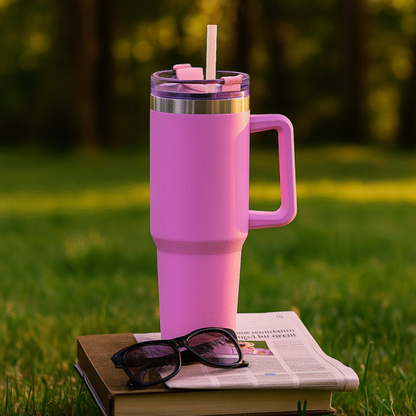 Stanley Inspired Pink Tumbler With Handle plus 2 Types of Straw For Travel Leakproof