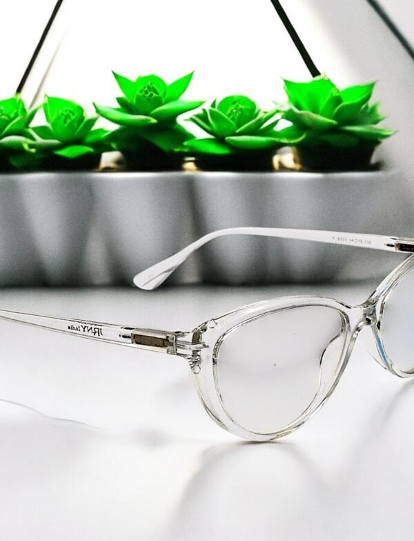 Cat eye , transparent frame, blue light blocking lens